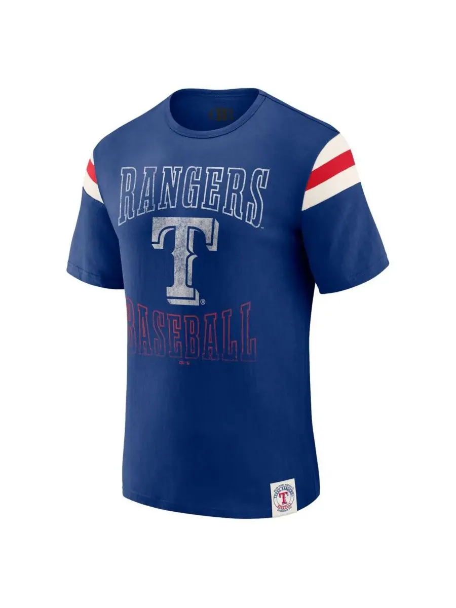 Мужская футболка Royal Texas Rangers с полосатым рисунком на рукаве Fanatics — изображение 2 из 3, королевский