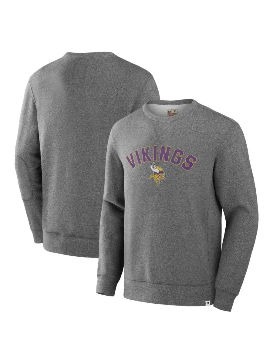 Fanatics Мужская толстовка из махровой ткани цвета меланж с символикой команды Minnesota Vikings — изображение 1 из 3, серый