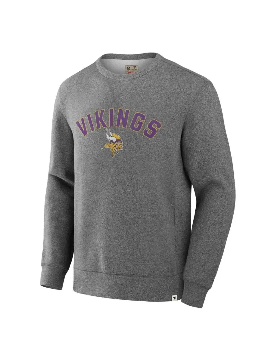 Fanatics Мужская толстовка из махровой ткани цвета меланж с символикой команды Minnesota Vikings — изображение 3 из 3, серый