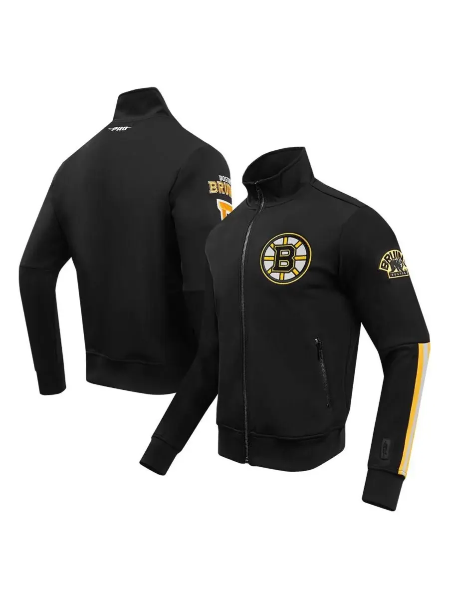 Pro Standard Мужская черная классическая спортивная куртка Boston Bruins из синели на молнии — изображение 1 из 4, черный