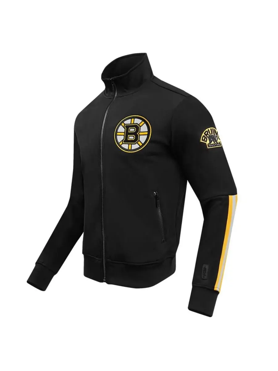 Pro Standard Мужская черная классическая спортивная куртка Boston Bruins из синели на молнии — изображение 3 из 4, черный