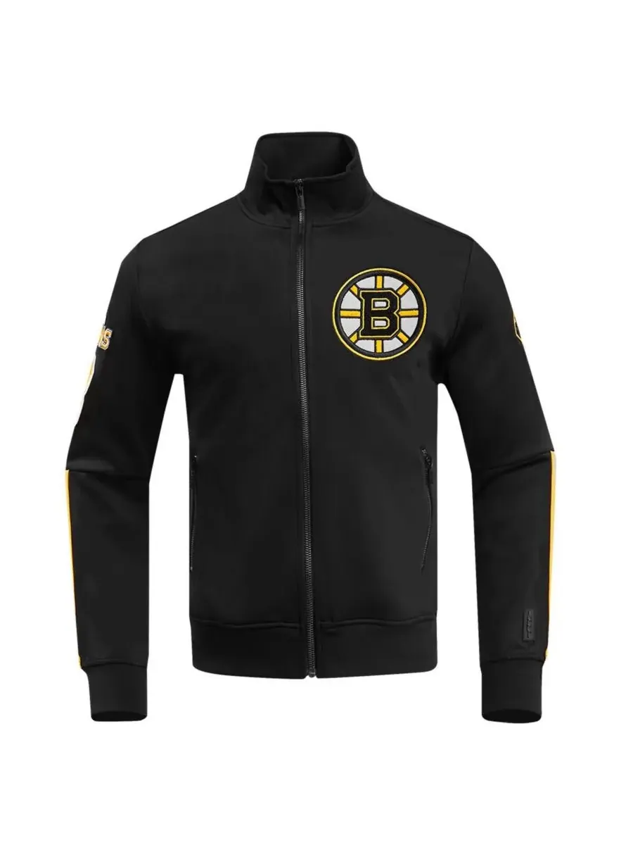 Pro Standard Мужская черная классическая спортивная куртка Boston Bruins из синели на молнии — изображение 4 из 4, черный