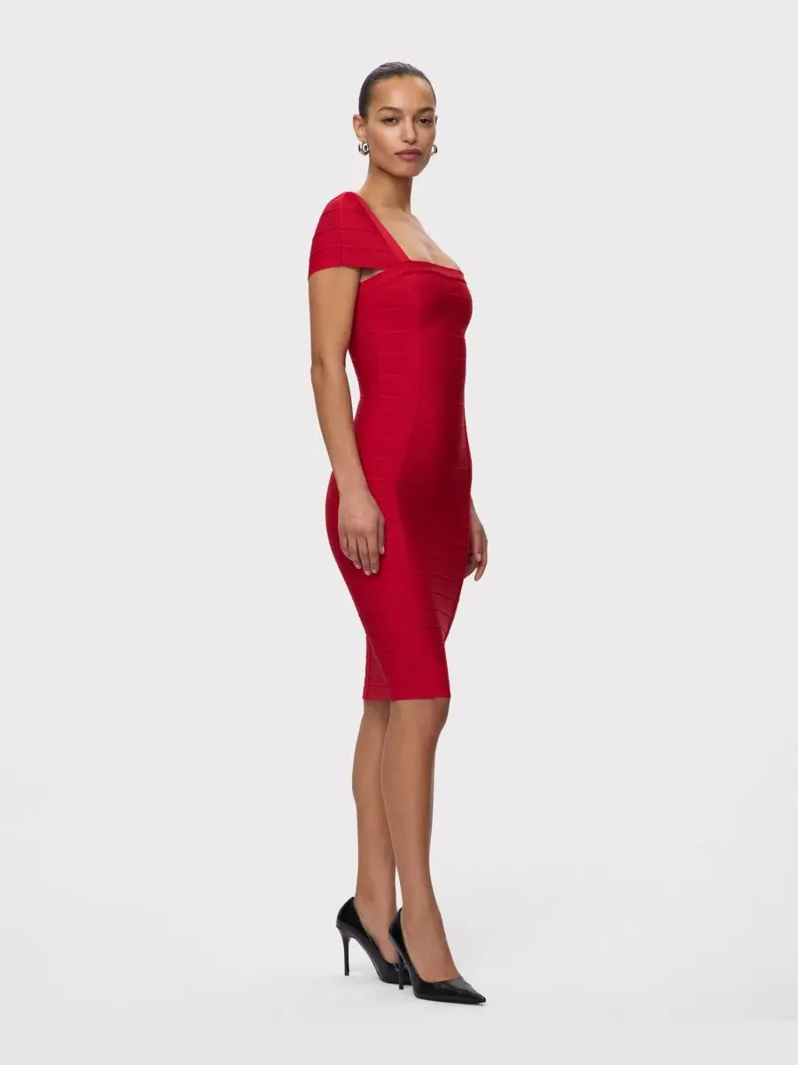 Платье Women's Premiere с квадратным вырезом Herve Leger, Chilli — изображение 3 из 5