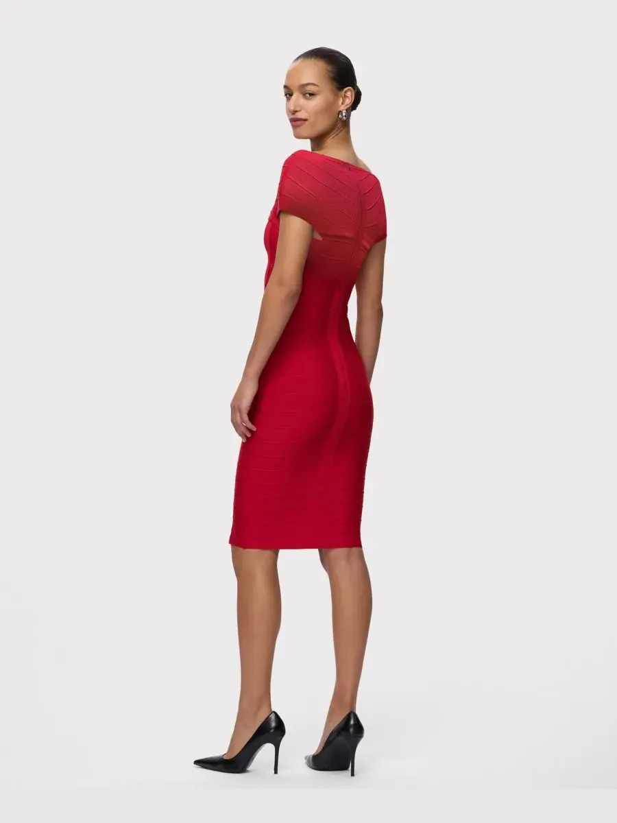 Платье Women's Premiere с квадратным вырезом Herve Leger, Chilli — изображение 4 из 5