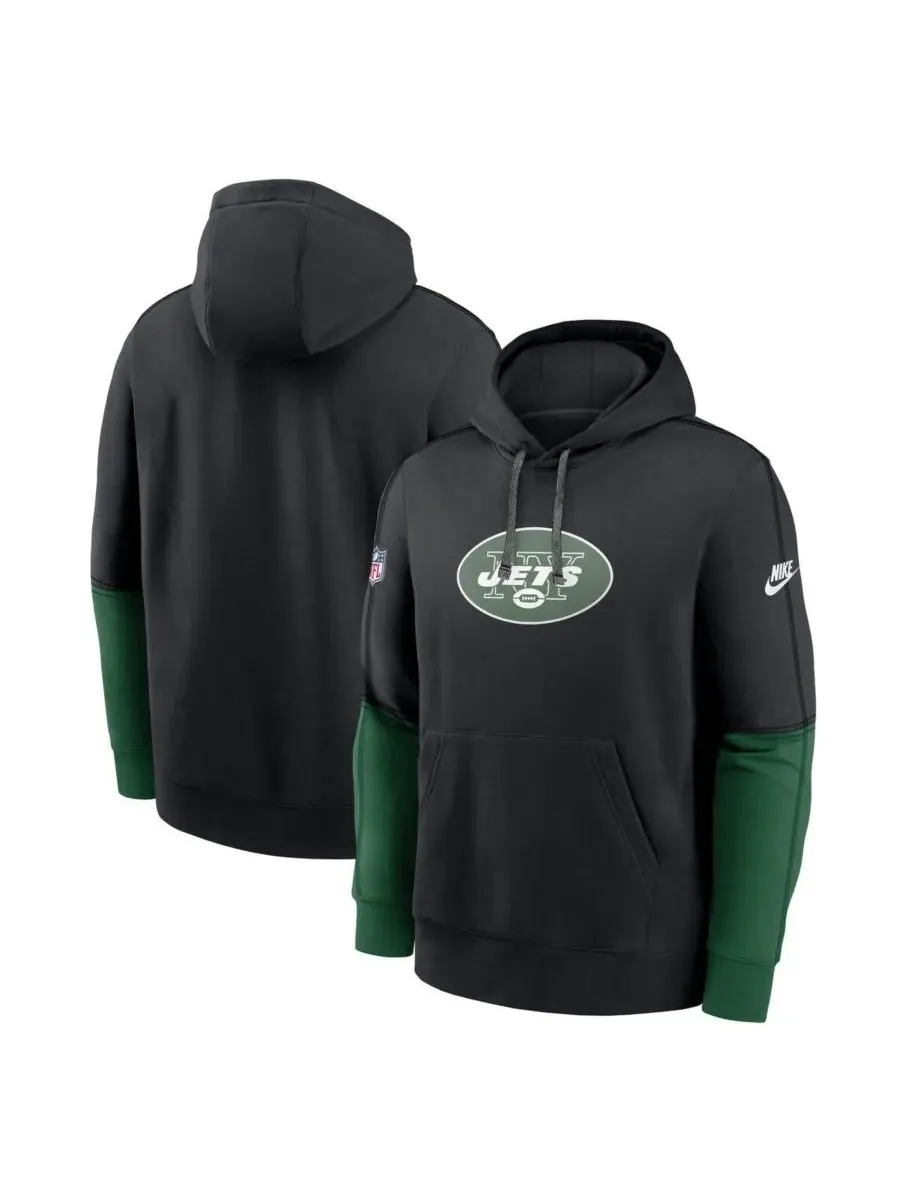 Nike Мужская черная толстовка с капюшоном New York Jets Throwback Logo Club Tri-Blend — изображение 1 из 3, черный