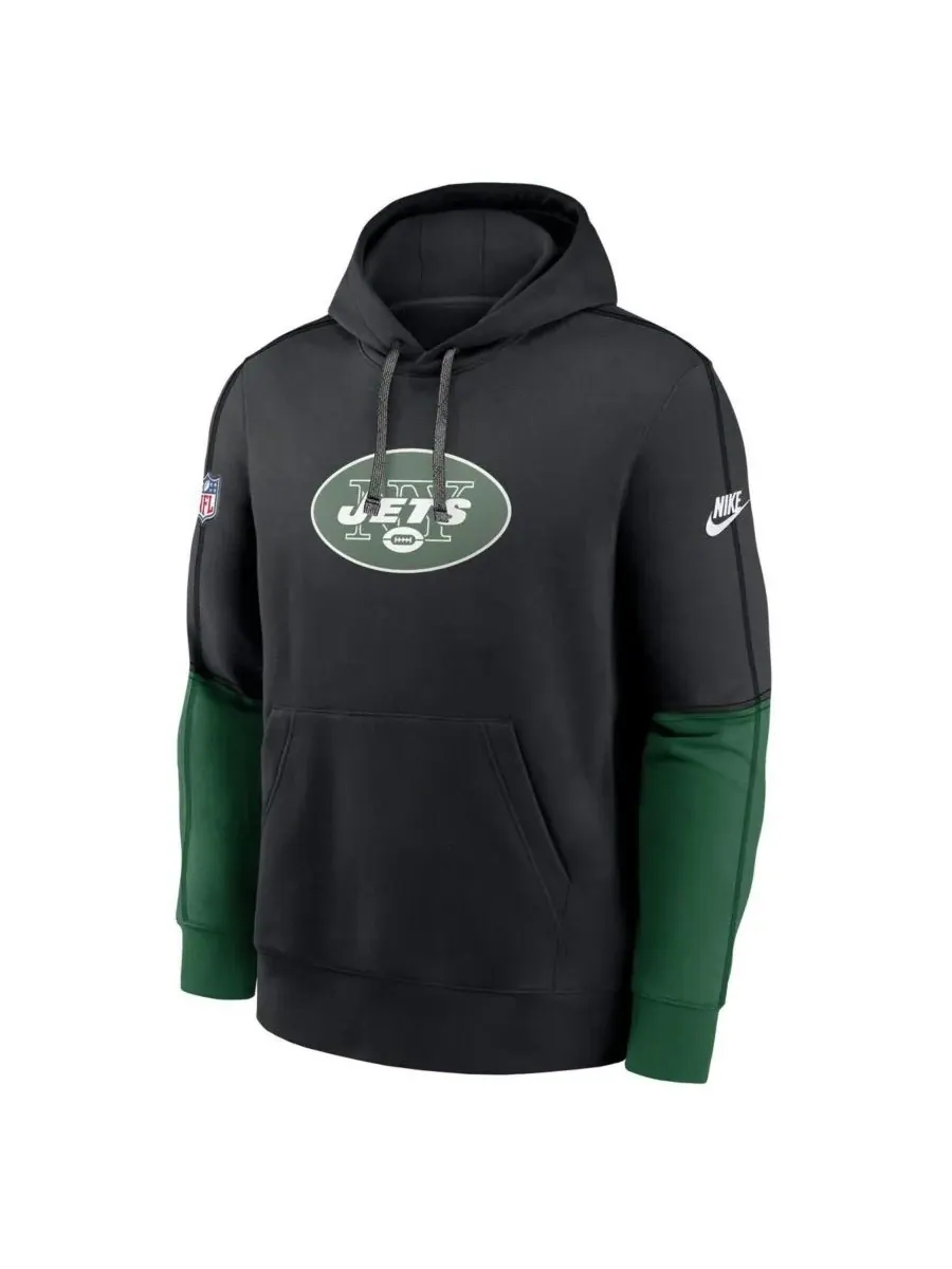 Nike Мужская черная толстовка с капюшоном New York Jets Throwback Logo Club Tri-Blend — изображение 2 из 3, черный