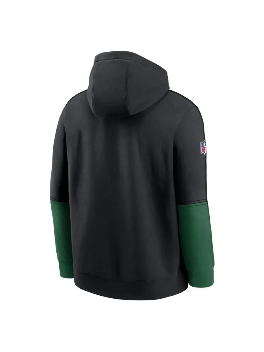 Nike Мужская черная толстовка с капюшоном New York Jets Throwback Logo Club Tri-Blend — изображение 3 из 3, черный