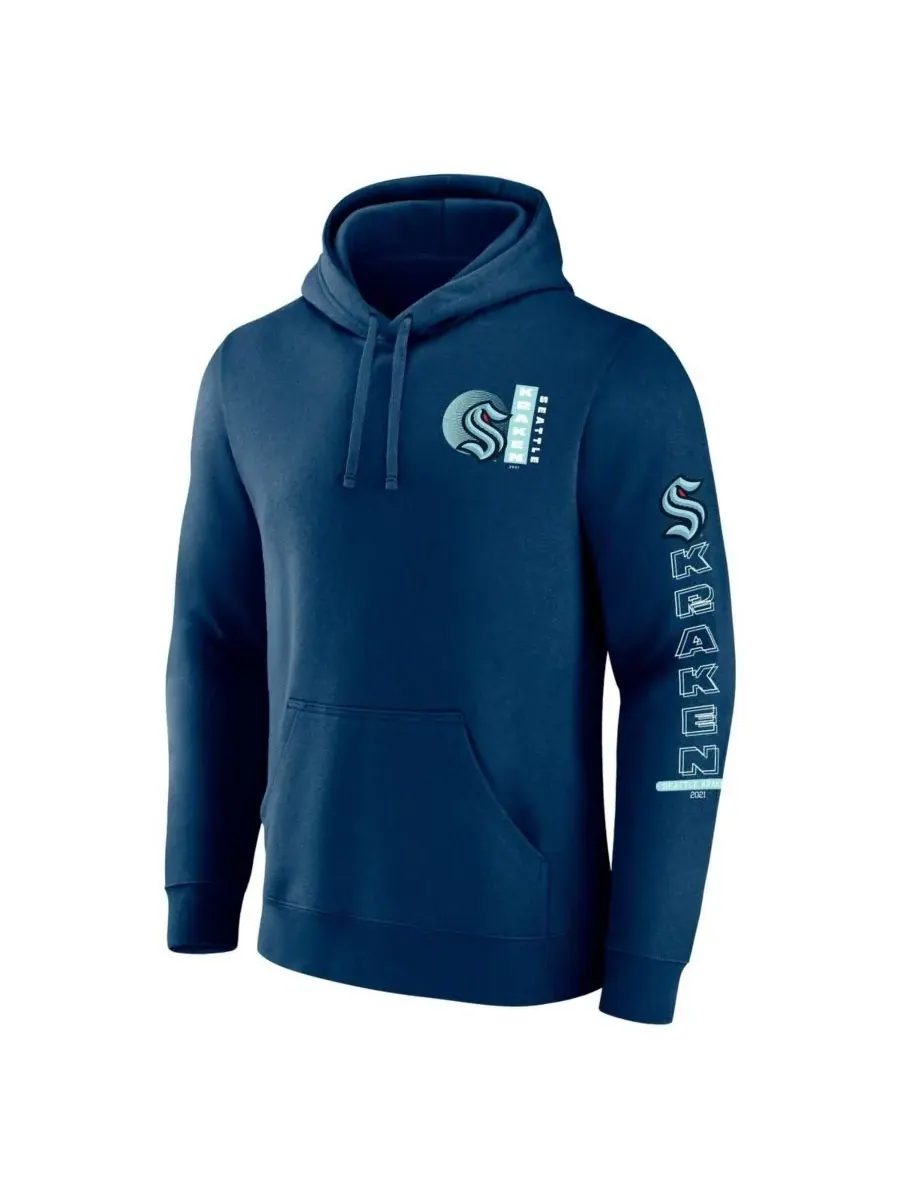 Fanatics Мужская толстовка с капюшоном Seattle Kraken Revolution глубокого синего цвета — изображение 3 из 3, темно-синий