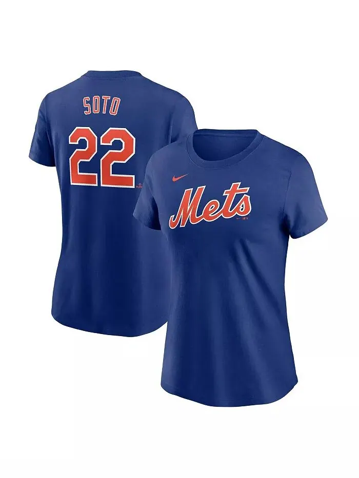 Женская футболка Juan Soto Royal New York Mets Fuse с именем и номером Nike — изображение 1 из 3