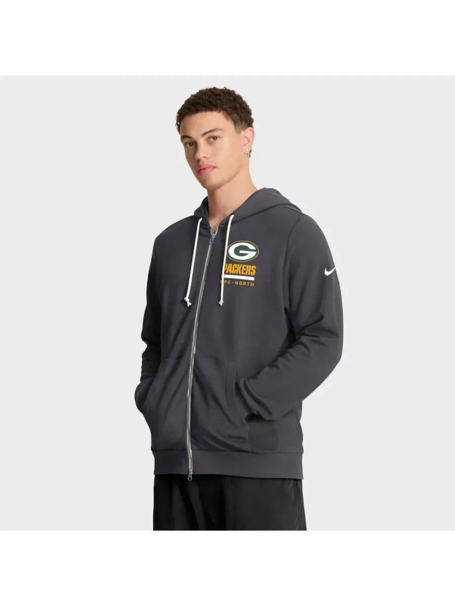 Nike Мужская толстовка на молнии антрацитового цвета с символикой команды Green Bay Packers — изображение 1 из 5, серый