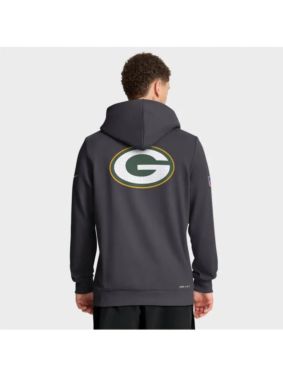 Nike Мужская толстовка на молнии антрацитового цвета с символикой команды Green Bay Packers — изображение 3 из 5, серый