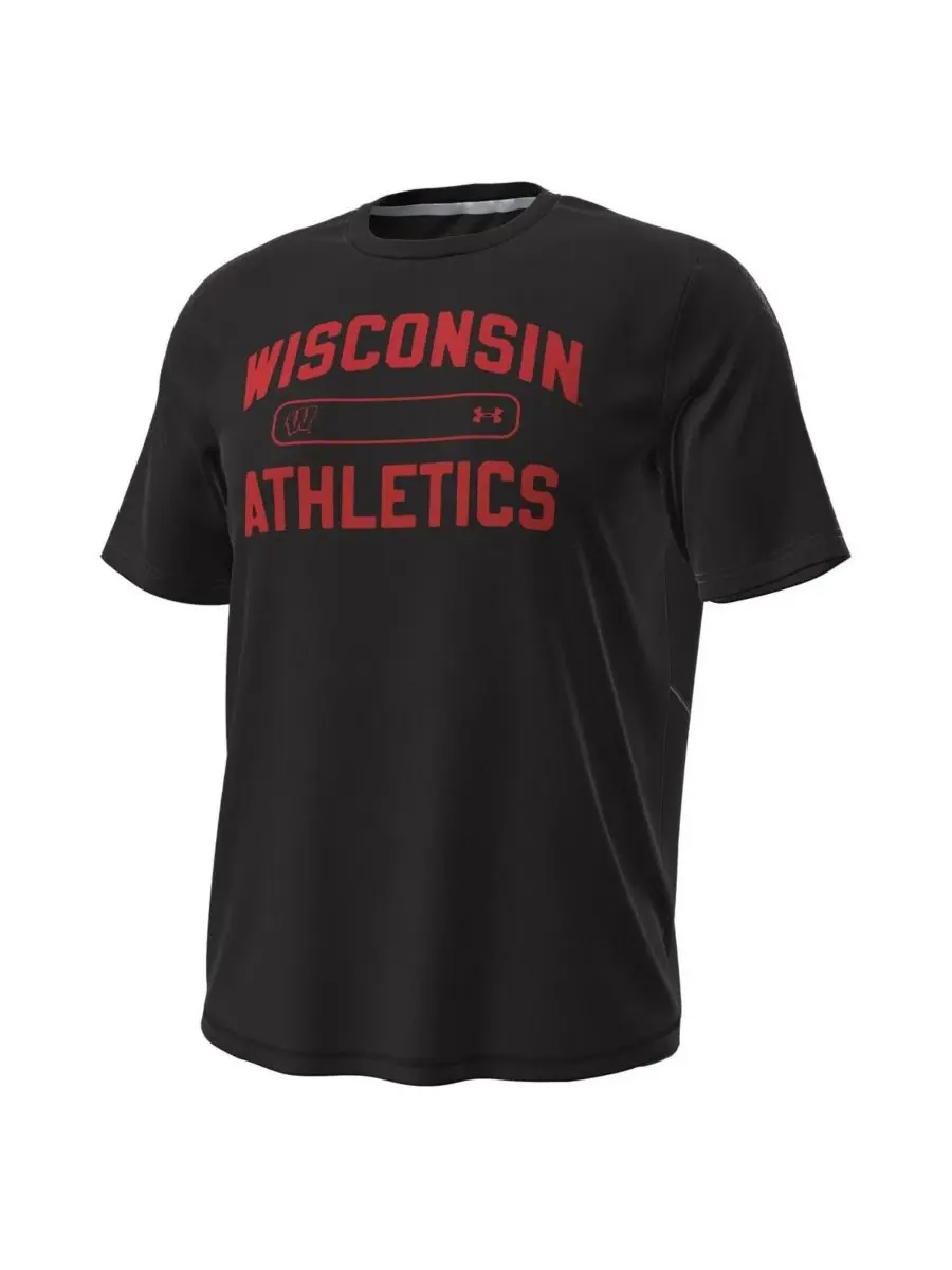Under Armour Мужская черная футболка Wisconsin Badgers Sideline Knockout — изображение 3 из 3, черный