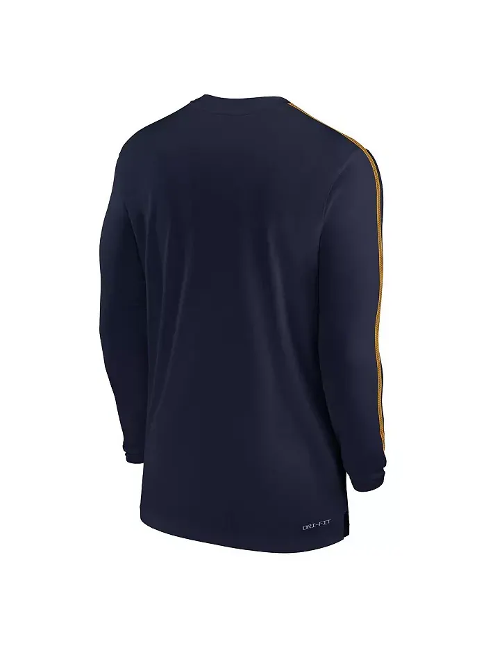 Мужская синяя футболка West Virginia Mountaineers 2024 Sideline Coach UV Performance с длинным — изображение 3 из 3