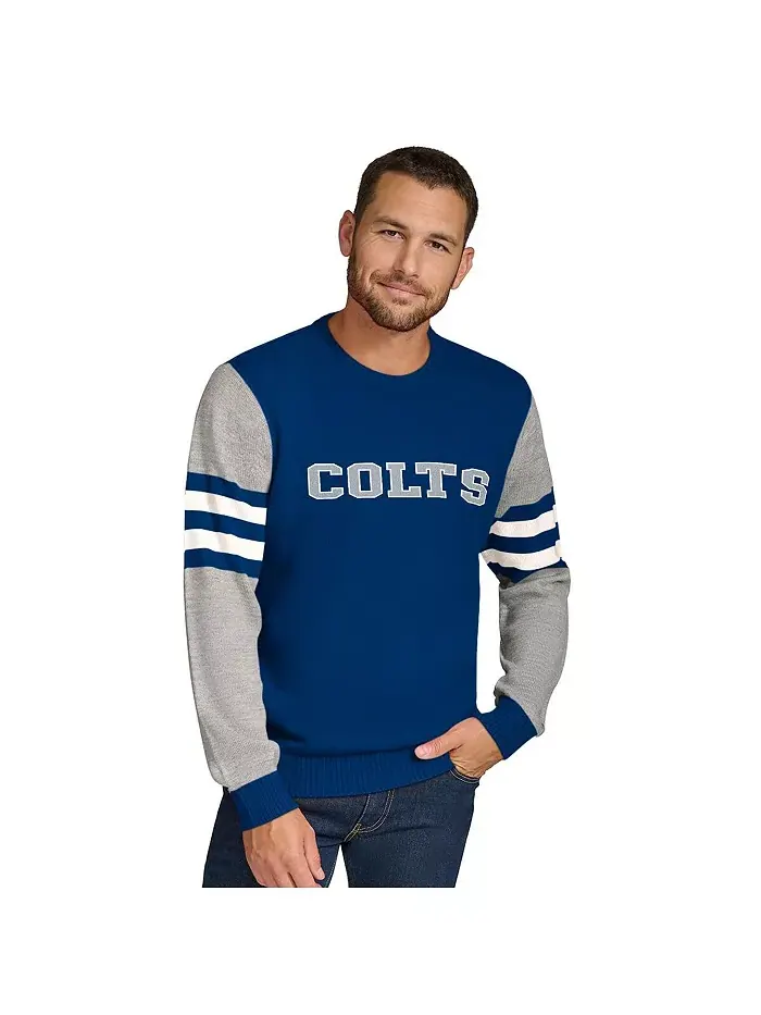 Мужской акриловый свитшот с круглым вырезом Indianapolis Colts в цветах Royal/Heather Gray Tommy — изображение 1 из 3