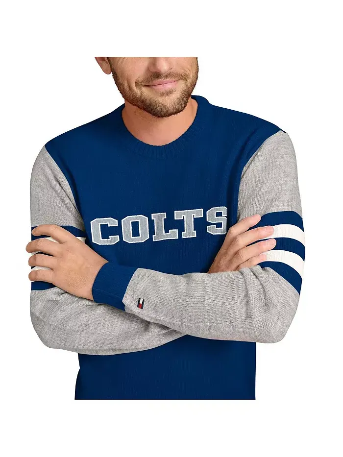 Мужской акриловый свитшот с круглым вырезом Indianapolis Colts в цветах Royal/Heather Gray Tommy — изображение 3 из 3