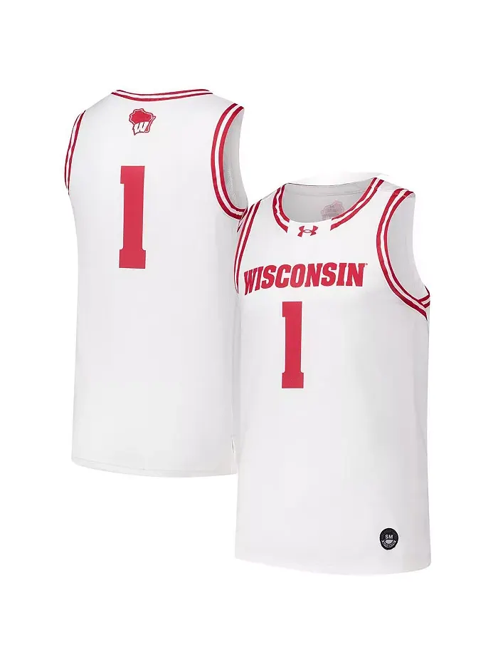 Мужская 1 белая реплика баскетбольной майки Wisconsin Badgers Under Armour