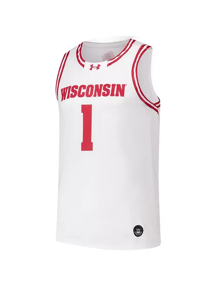 Мужская 1 белая реплика баскетбольной майки Wisconsin Badgers Under Armour — изображение 3 из 3