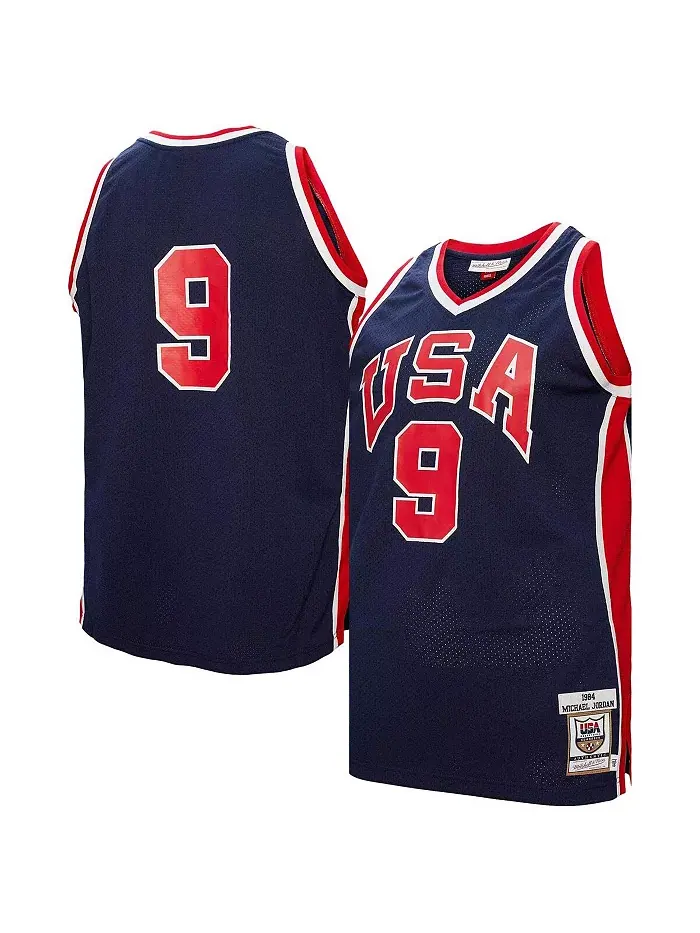 Мужская баскетбольная майка Michael Jordan Navy USA 1984 Authentic Mitchell & Ness — изображение 1 из 4