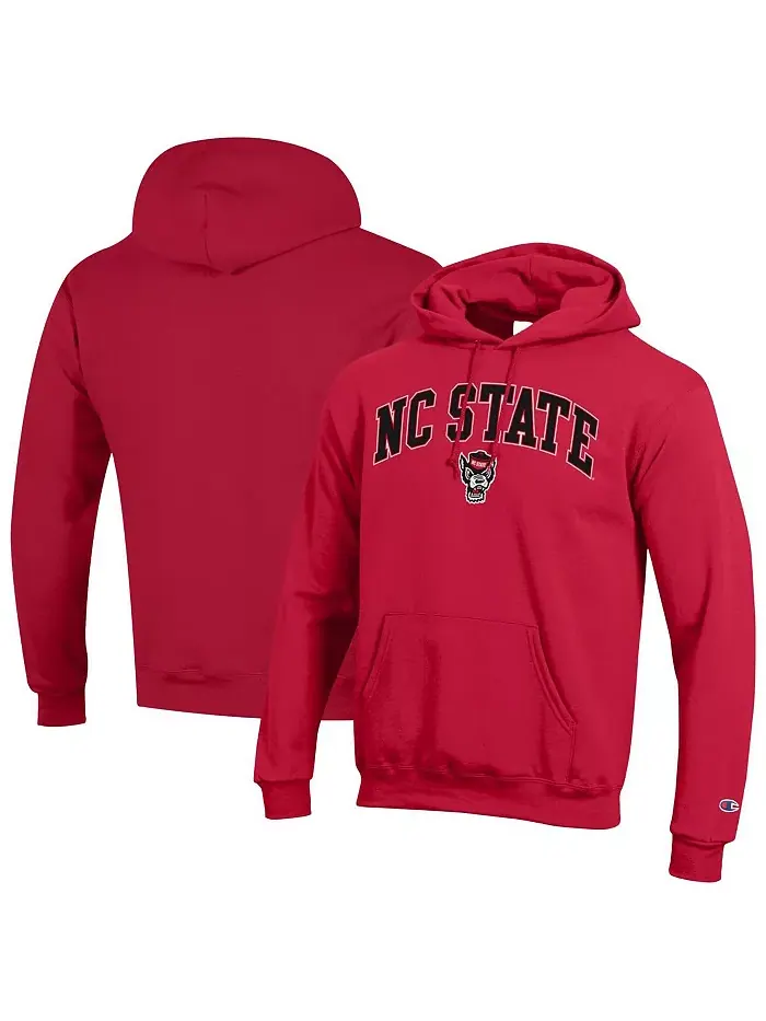 Мужской флисовый худи с арочным логотипом NC State Wolfpack в алой расцветке Champion — изображение 1 из 3