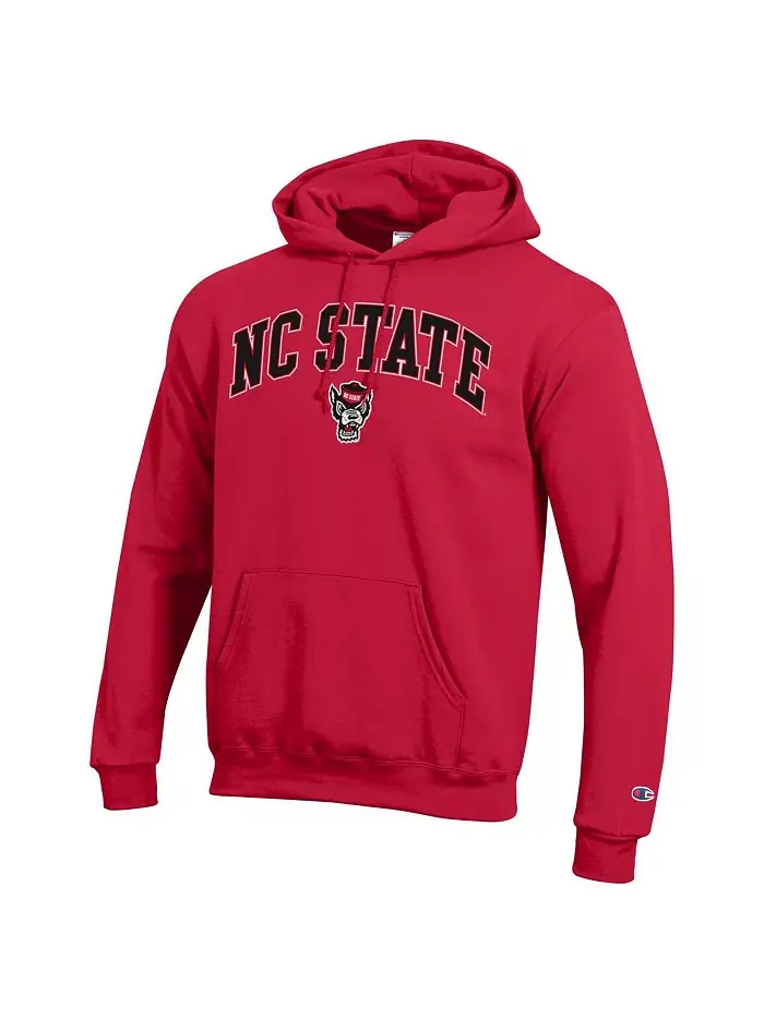 Мужской флисовый худи с арочным логотипом NC State Wolfpack в алой расцветке Champion — изображение 2 из 3