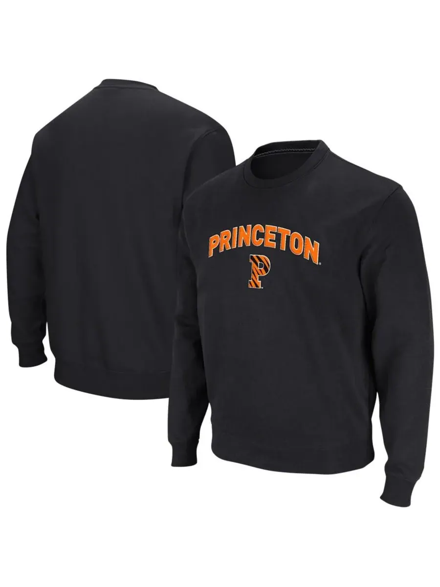Colosseum Мужская черная толстовка-пуловер Princeton Tigers с логотипом Arch Logo из саржевой ткани — изображение 1 из 3