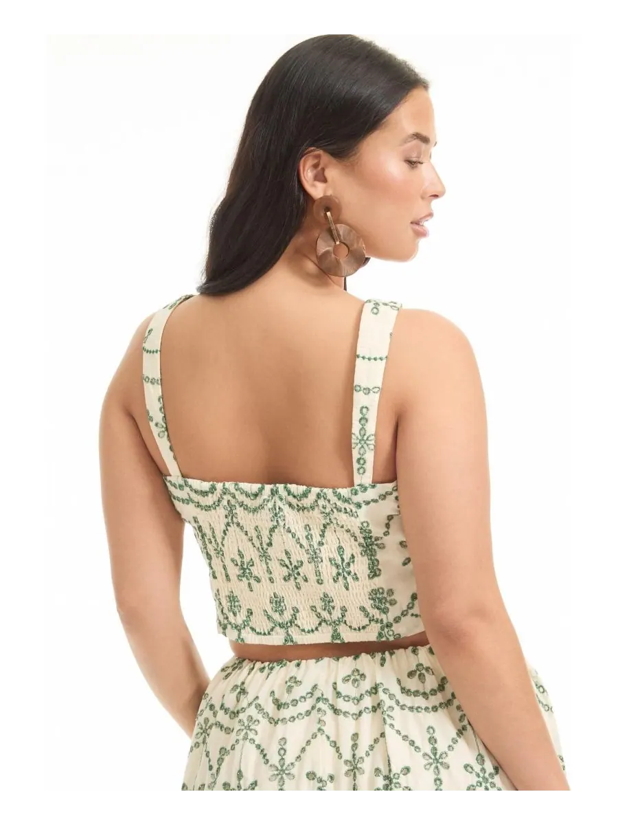 Укороченный топ с перфорацией от June + Vie для женщин June & Vie, Embroidery — изображение 3 из 3