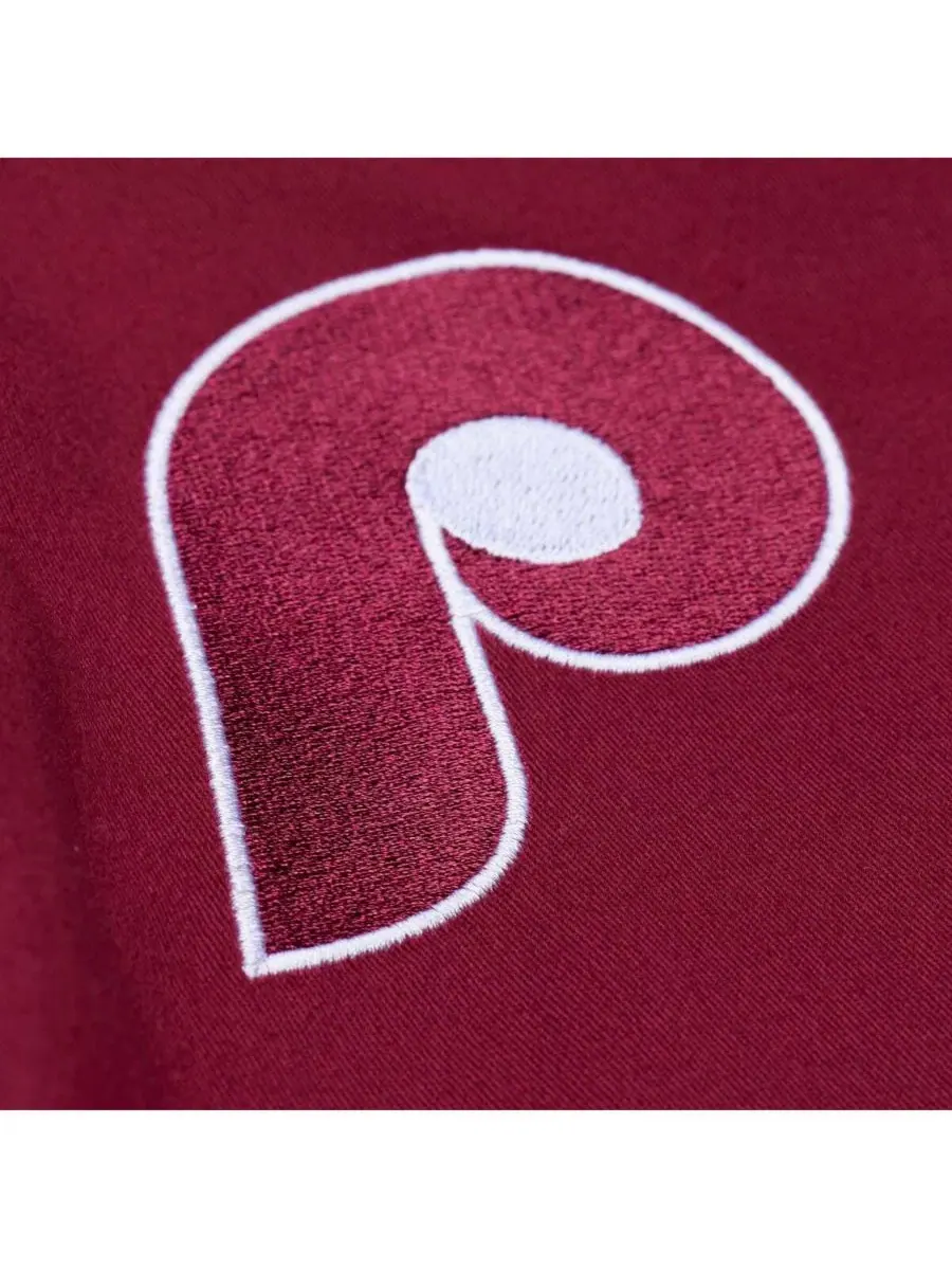 Кроп-куртка из хлопка с вышивкой Philadelphia Phillies Script Mechanic Mitchell & Ness — изображение 2 из 4, бордовый