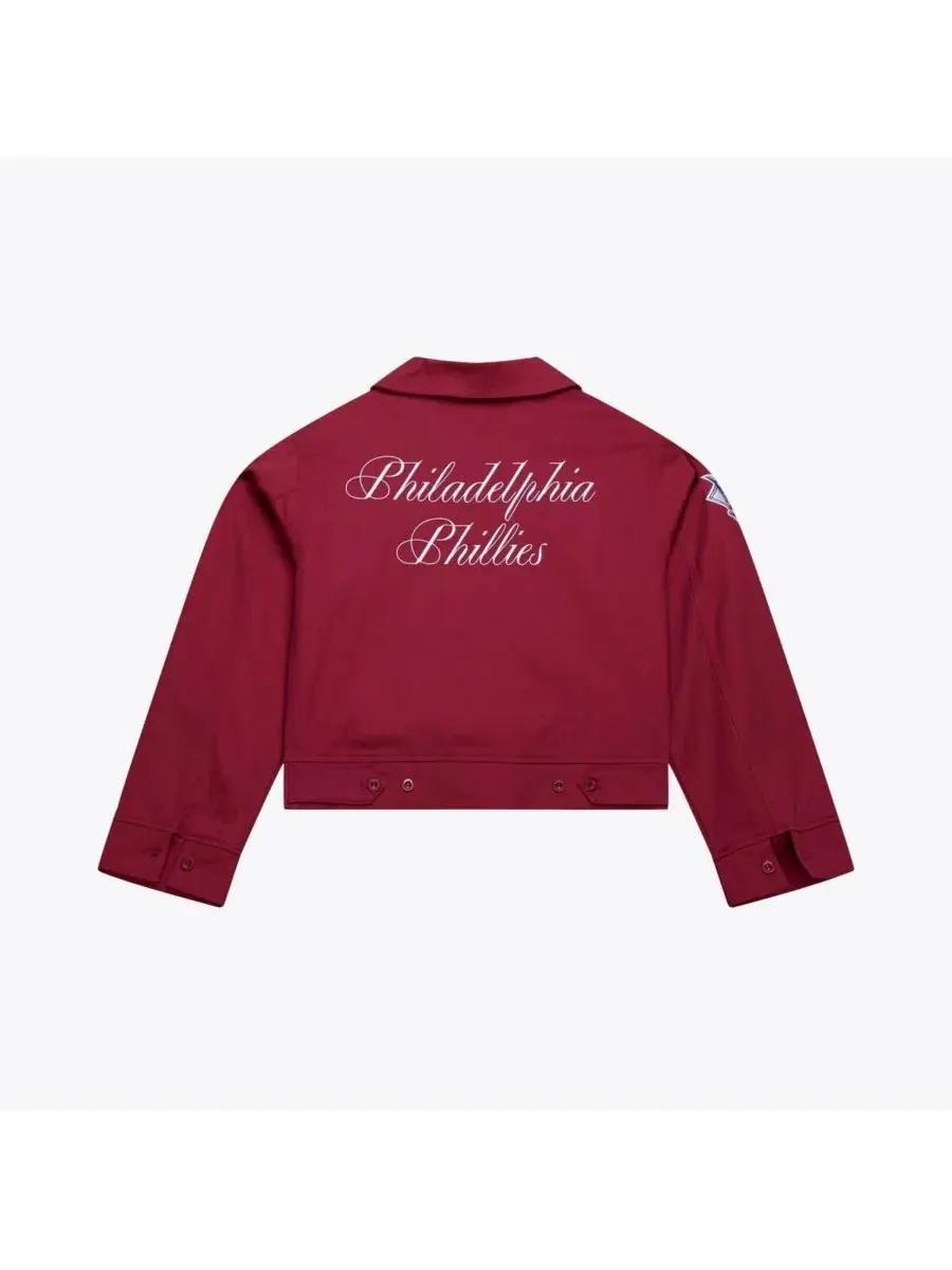 Кроп-куртка из хлопка с вышивкой Philadelphia Phillies Script Mechanic Mitchell & Ness — изображение 4 из 4, бордовый