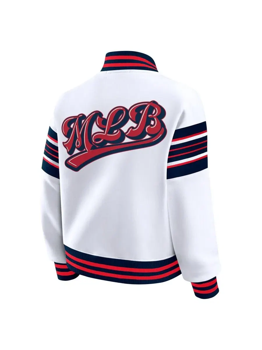 Флисовая куртка-свитшот на кнопках с принтом команды MLB Merchandise WEAR by Erin Andrews — изображение 3 из 5, белый
