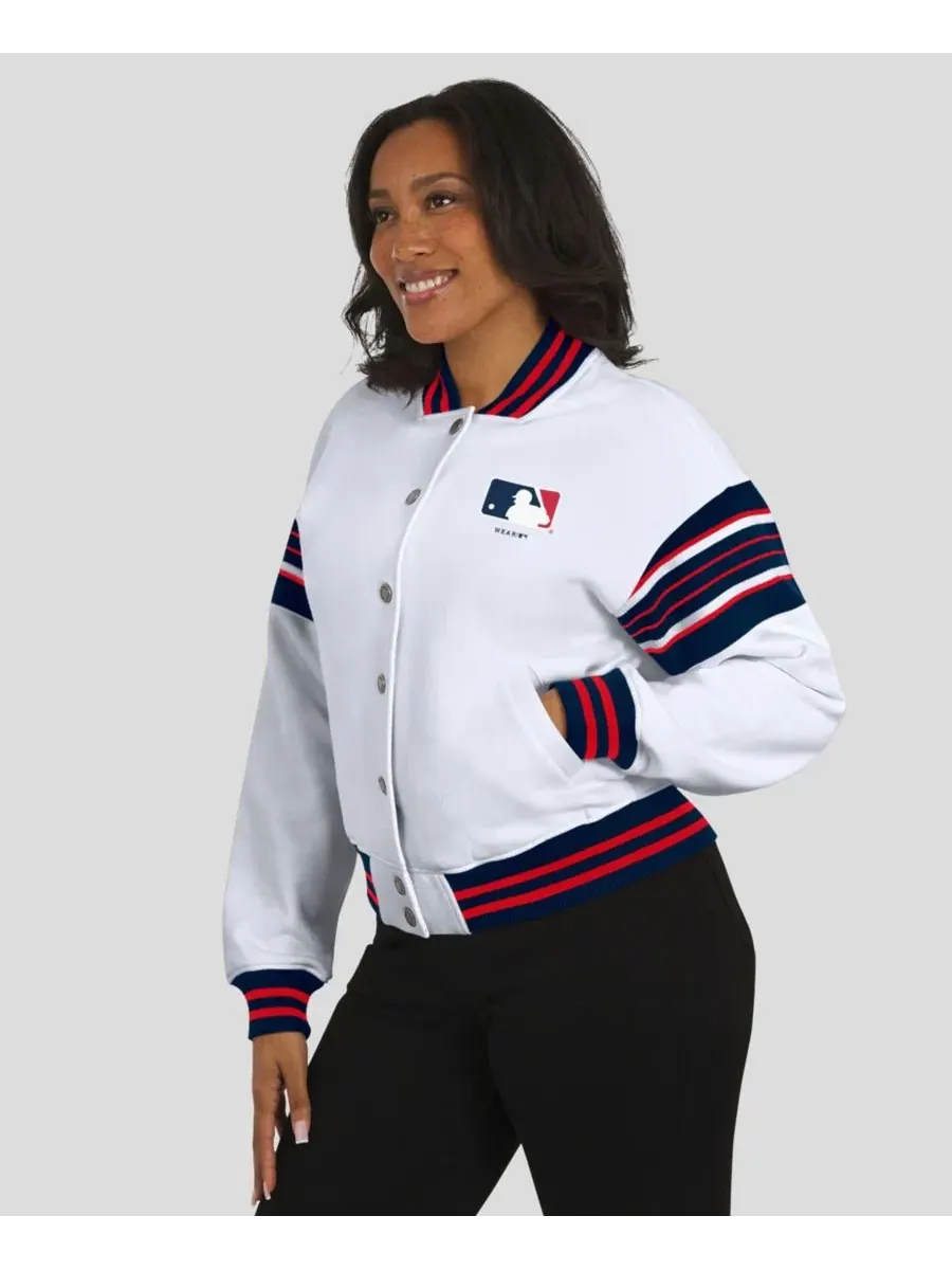 Флисовая куртка-свитшот на кнопках с принтом команды MLB Merchandise WEAR by Erin Andrews — изображение 5 из 5, белый