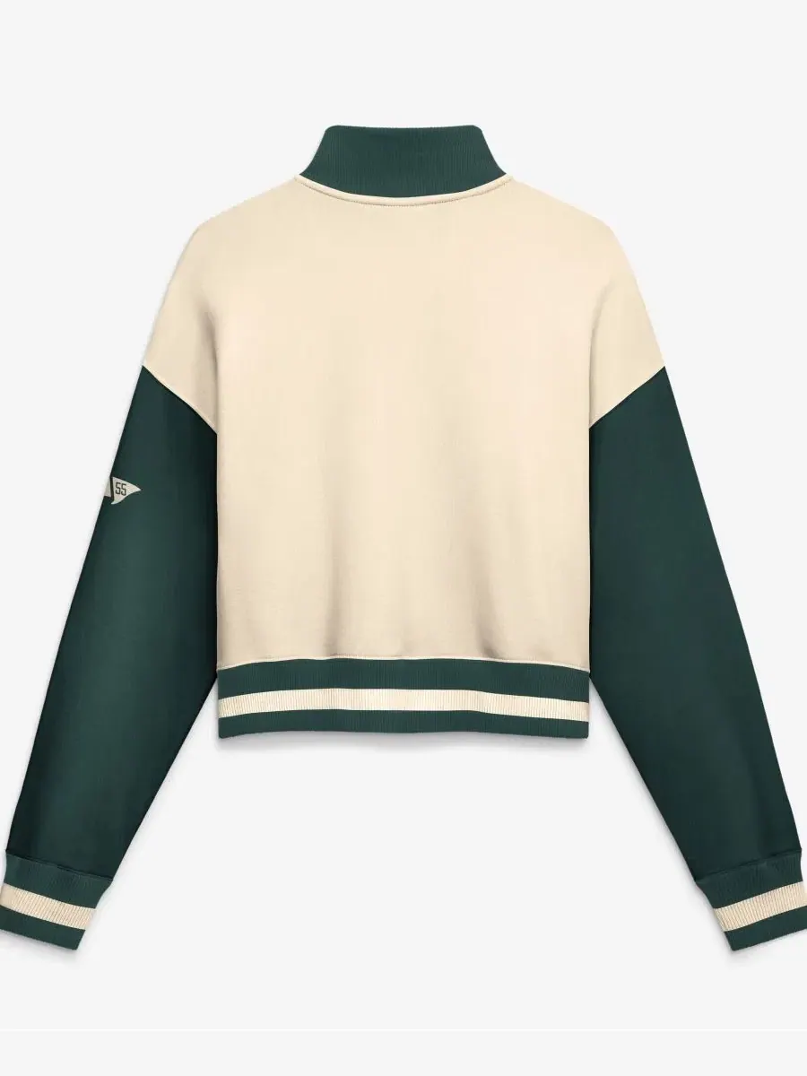 Женский пуловер с четверть-застежкой Oversized Legacy Color Block Cropped Nike — изображение 2 из 2, натуральный зеленый