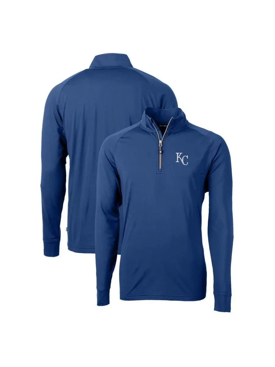 Пуловер с четверть-застежкой Kansas City Royals Adapt Eco Knit Stretch Cutter & Buck — изображение 1 из 3, королевский