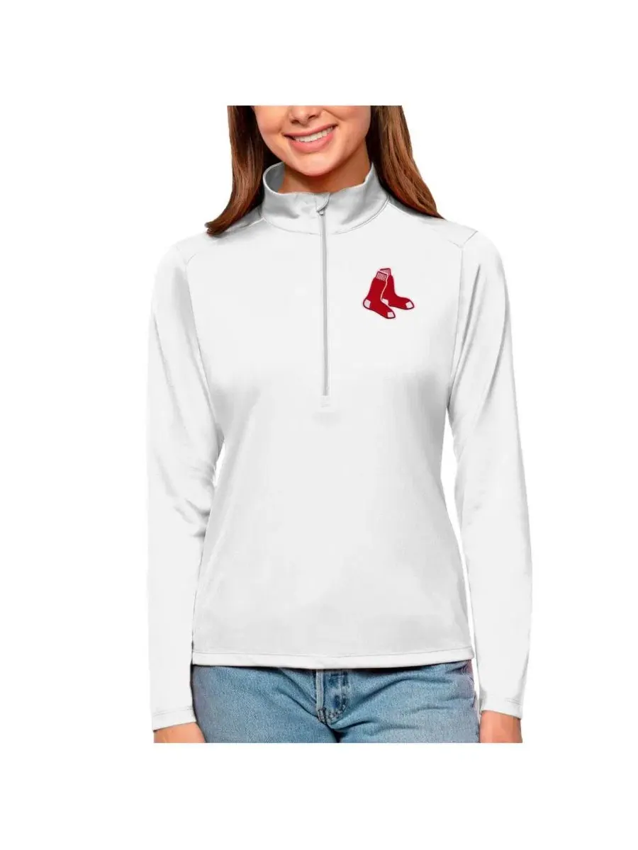 Женский пуловер с четверть-застежкой Boston Red Sox Antigua — изображение 1 из 1, белый