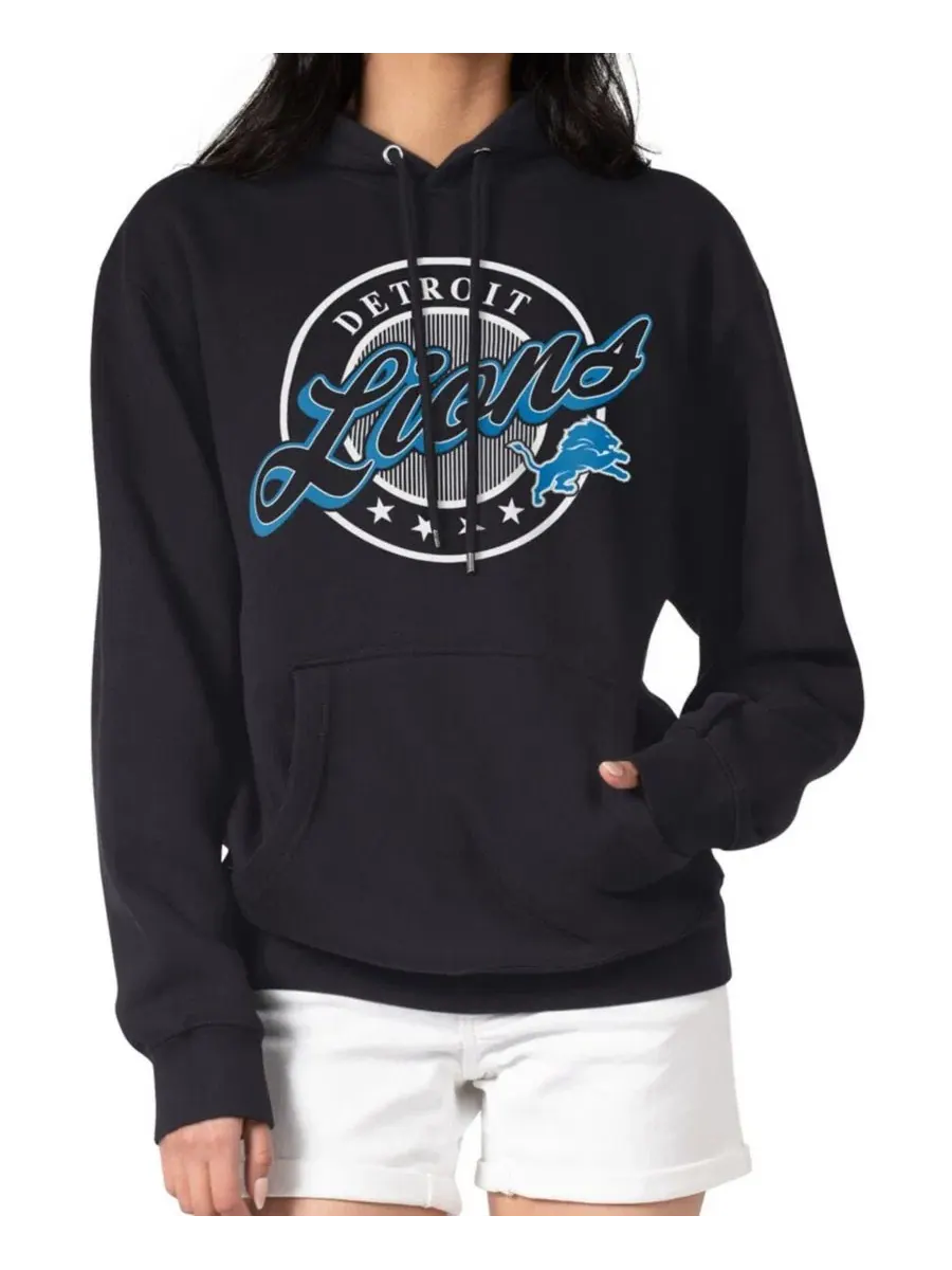 Толстовка на молнии с капюшоном Detroit Lions Pinstripe Circle G-III 4Her by Carl Banks — изображение 1 из 2, черный