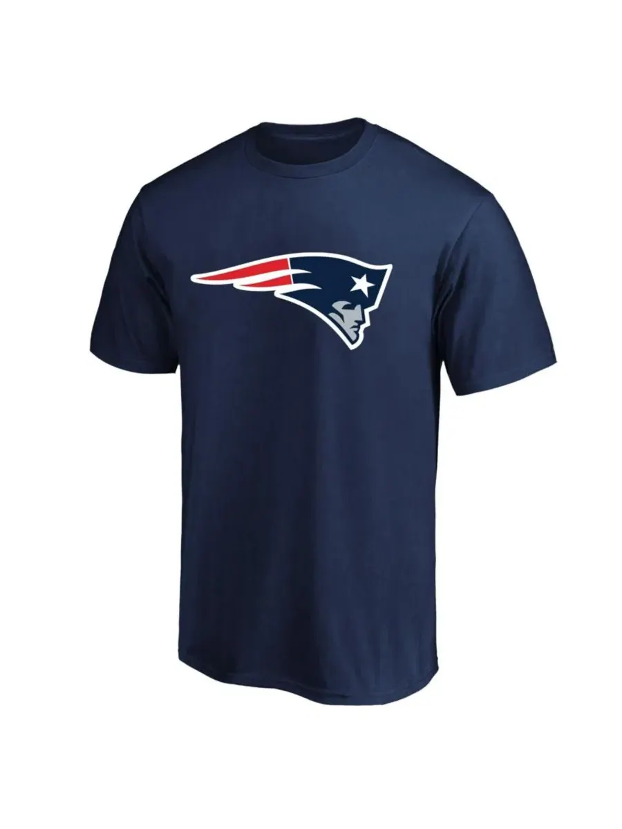 Футболка с именем и номером игрока A.J. Brown Navy New England Patriots Big & Tall Fanatics — изображение 2 из 3, темно-синий