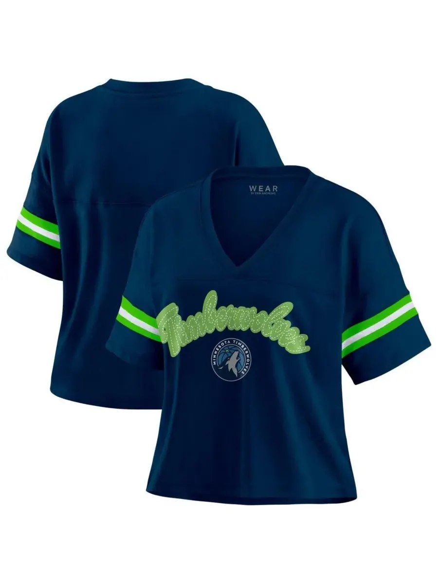 WEAR by Erin Andrews Женская темно-синяя футболка большого размера Minnesota Timberwolves с — изображение 1 из 3, темно-синий