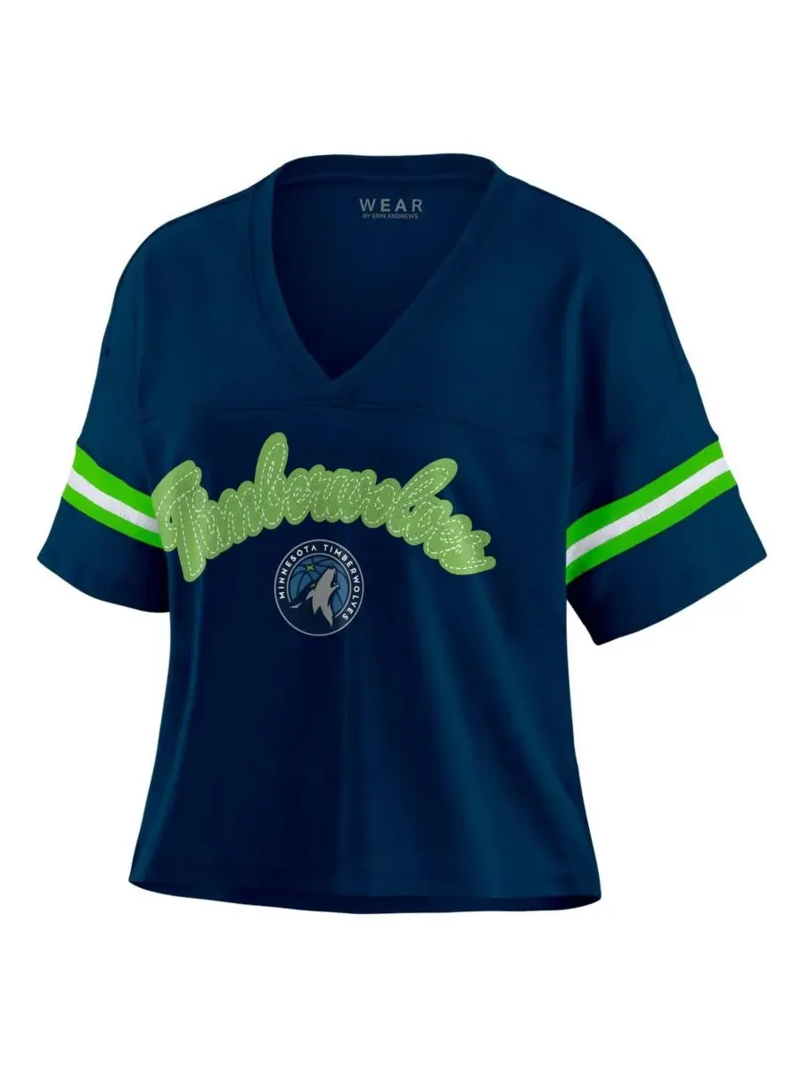 WEAR by Erin Andrews Женская темно-синяя футболка большого размера Minnesota Timberwolves с — изображение 2 из 3, темно-синий