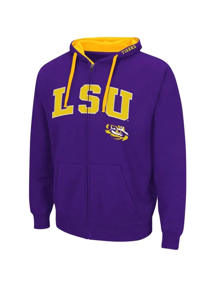 Colosseum Мужская фиолетовая толстовка на молнии с символикой команды LSU Tigers, большого размера — изображение 2 из 3
