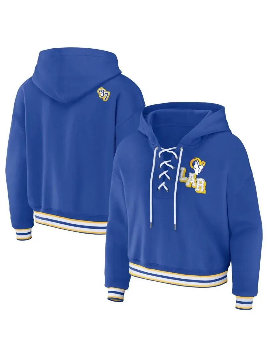 Женская королевская толстовка с капюшоном на шнуровке Los Angeles Rams WEAR by Erin Andrews — изображение 1 из 3, королевский
