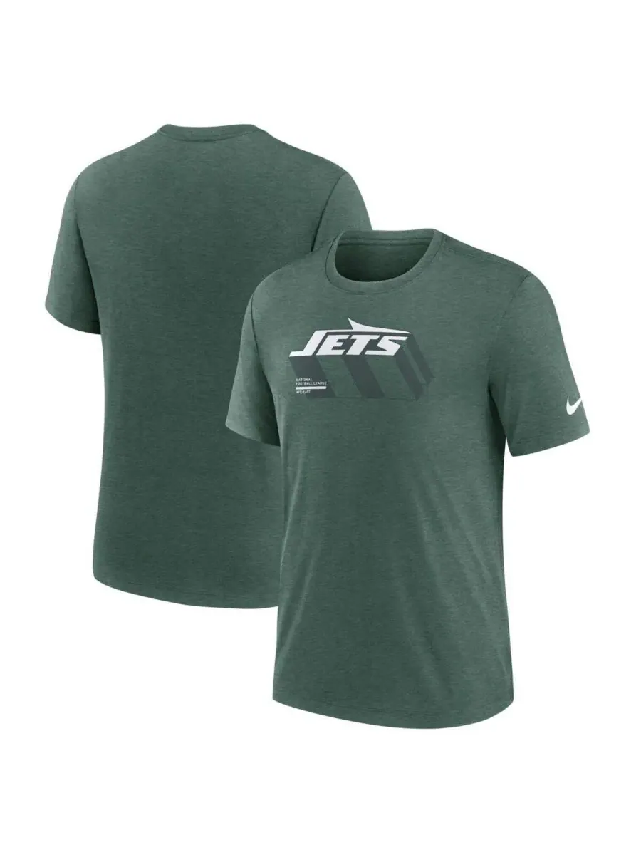 Nike Мужская футболка New York Jets Long Pass Tri-Blend цвета светло-зеленого меланжа — изображение 1 из 3, зеленый