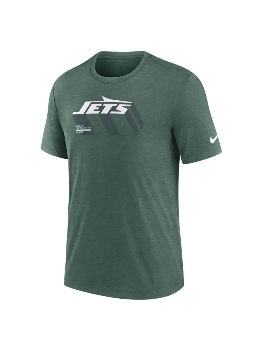 Nike Мужская футболка New York Jets Long Pass Tri-Blend цвета светло-зеленого меланжа — изображение 3 из 3, зеленый