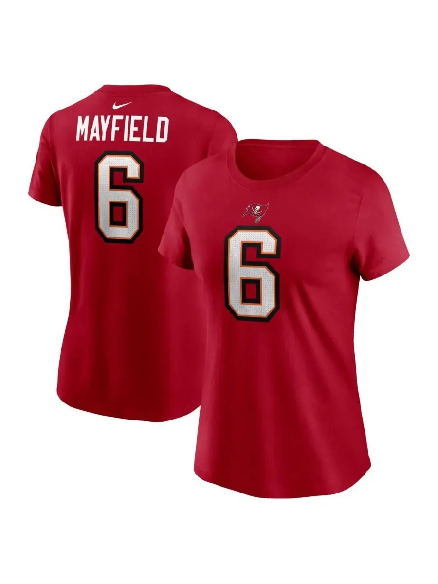 Nike Женская футболка Baker Mayfield Red Tampa Bay Buccaneers с именем и номером игрока — изображение 1 из 3, красный