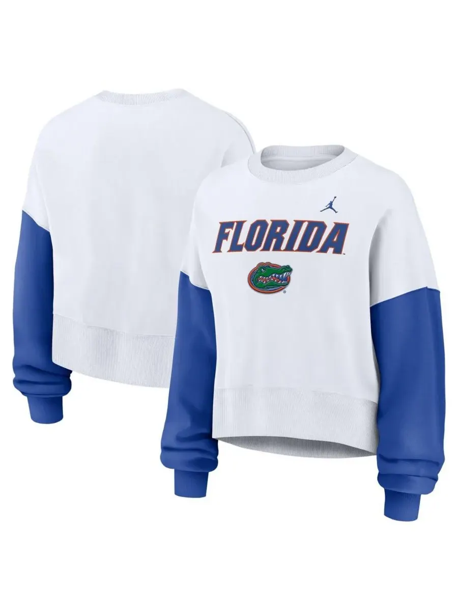 Jordan Женская белая толстовка-пуловер оверсайз с цветными блоками в стиле Florida Gators — изображение 1 из 3, белый