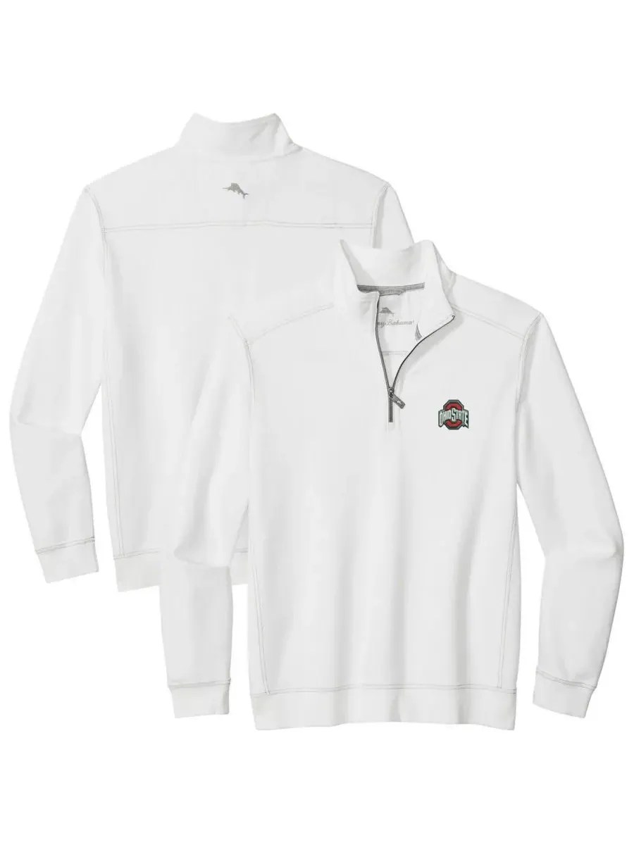 Tommy Bahama Мужская белая куртка с половинной молнией Ohio State Buckeyes Montego Bay — изображение 1 из 3, белый