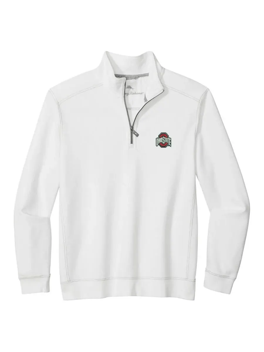 Tommy Bahama Мужская белая куртка с половинной молнией Ohio State Buckeyes Montego Bay — изображение 2 из 3, белый