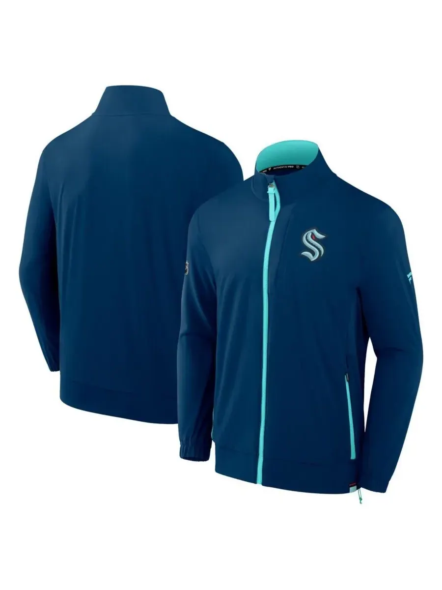 Fanatics Мужская куртка на молнии цвета «Глубокое море» Seattle Kraken Authentic Pro Rink — изображение 1 из 3