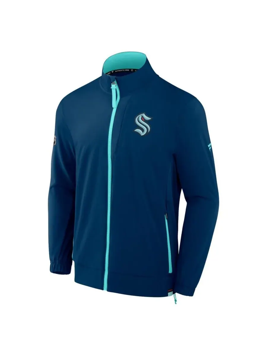 Fanatics Мужская куртка на молнии цвета «Глубокое море» Seattle Kraken Authentic Pro Rink — изображение 2 из 3