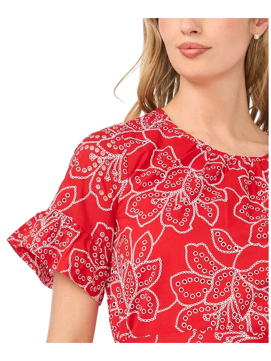 Платье мини из хлопка с принтом, модель CeCe, Classic Cherry — изображение 3 из 4