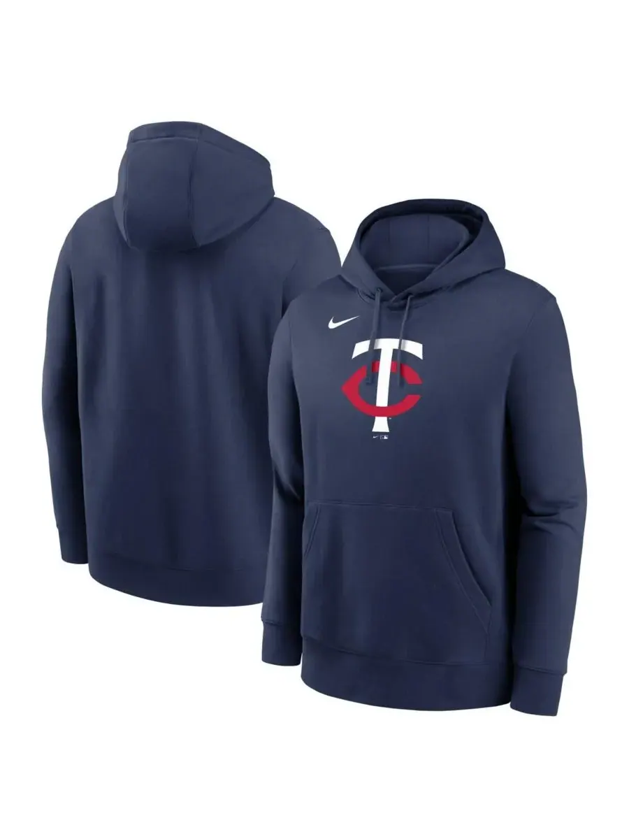 Nike Мужская флисовая толстовка с капюшоном и логотипом команды Minnesota Twins — изображение 1 из 3, темно-синий