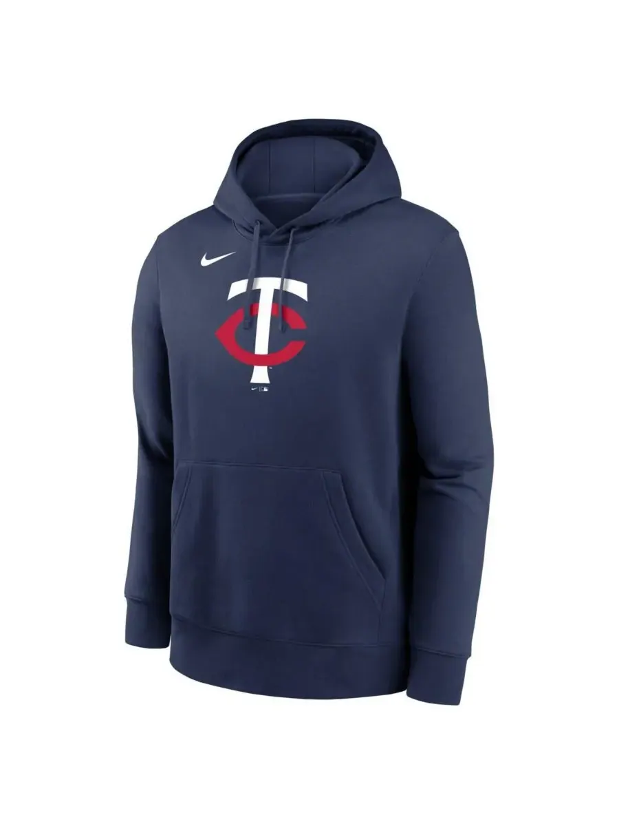 Nike Мужская флисовая толстовка с капюшоном и логотипом команды Minnesota Twins — изображение 2 из 3, темно-синий